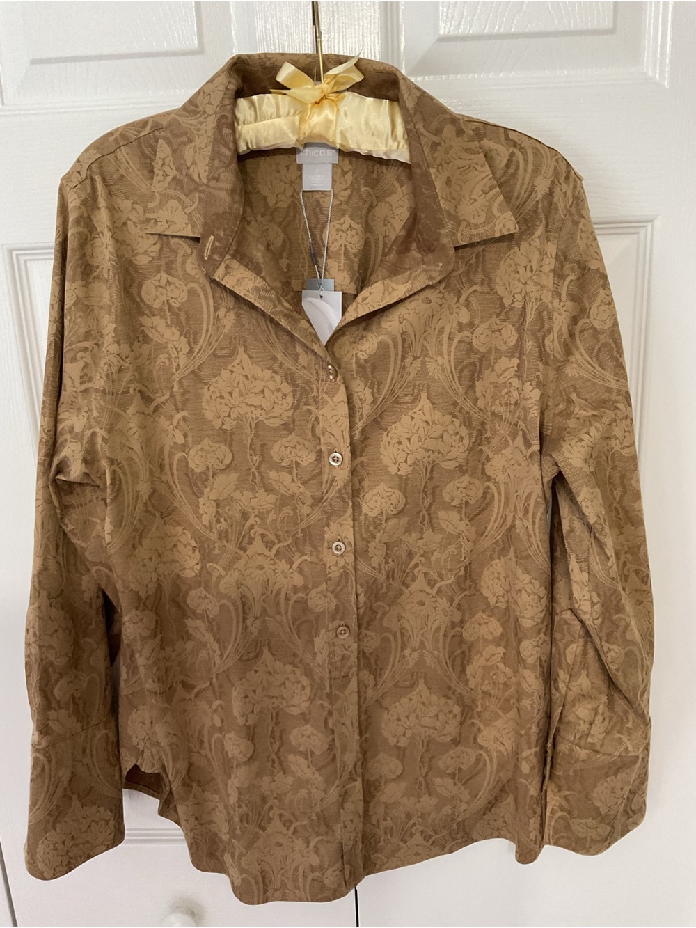 Coldwater Creek Taupe floral jacquard Button-Front Jacket/shirt
